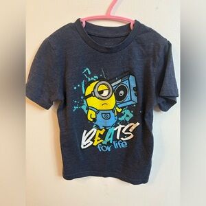4/30$ Minion 'Beats for Life' Graphic Tee - Navy & Yellow unisex 4 years